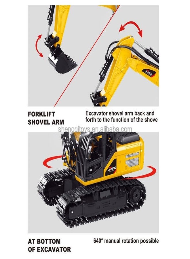 RABJET حفارة رابجيت المعدنية التي تعمل بالتحكم عن بعد بمقياس 1:18 و11 قناة - لعبة بناء JCB تعمل بالتحكم عن بعد مع أضواء وأصوات ودوران 640 درجة، للأطفال من سن 6 إلى 12 عامًا - Image 2